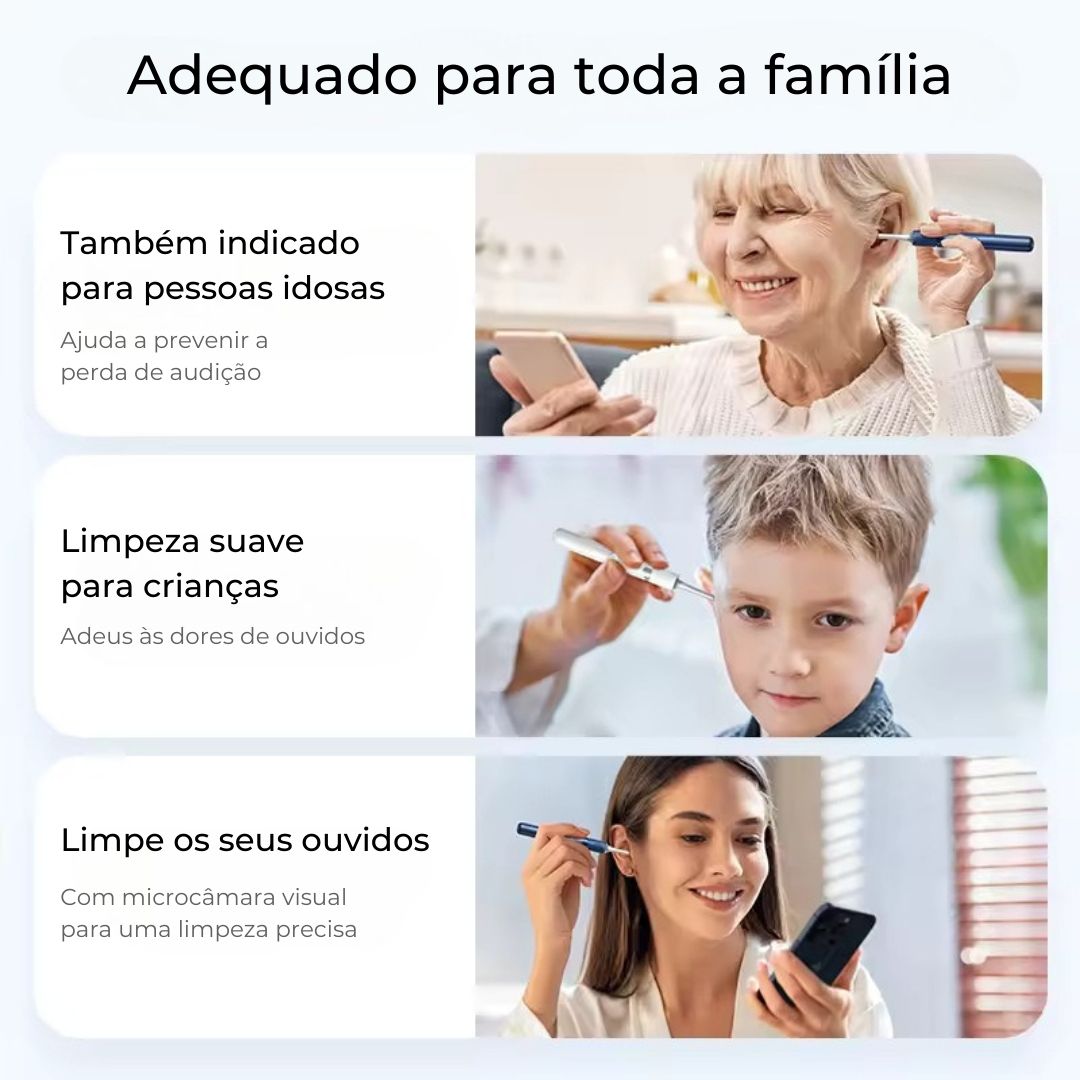 Limpa-ouvidos inteligente sem fios com câmara 4K (Android/iOS)